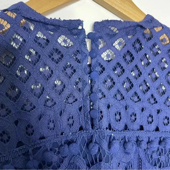 Tularosa x Revolve Matilda Navy Lace Eyelet Pom Pom Dress XS - Picture 7 of 10